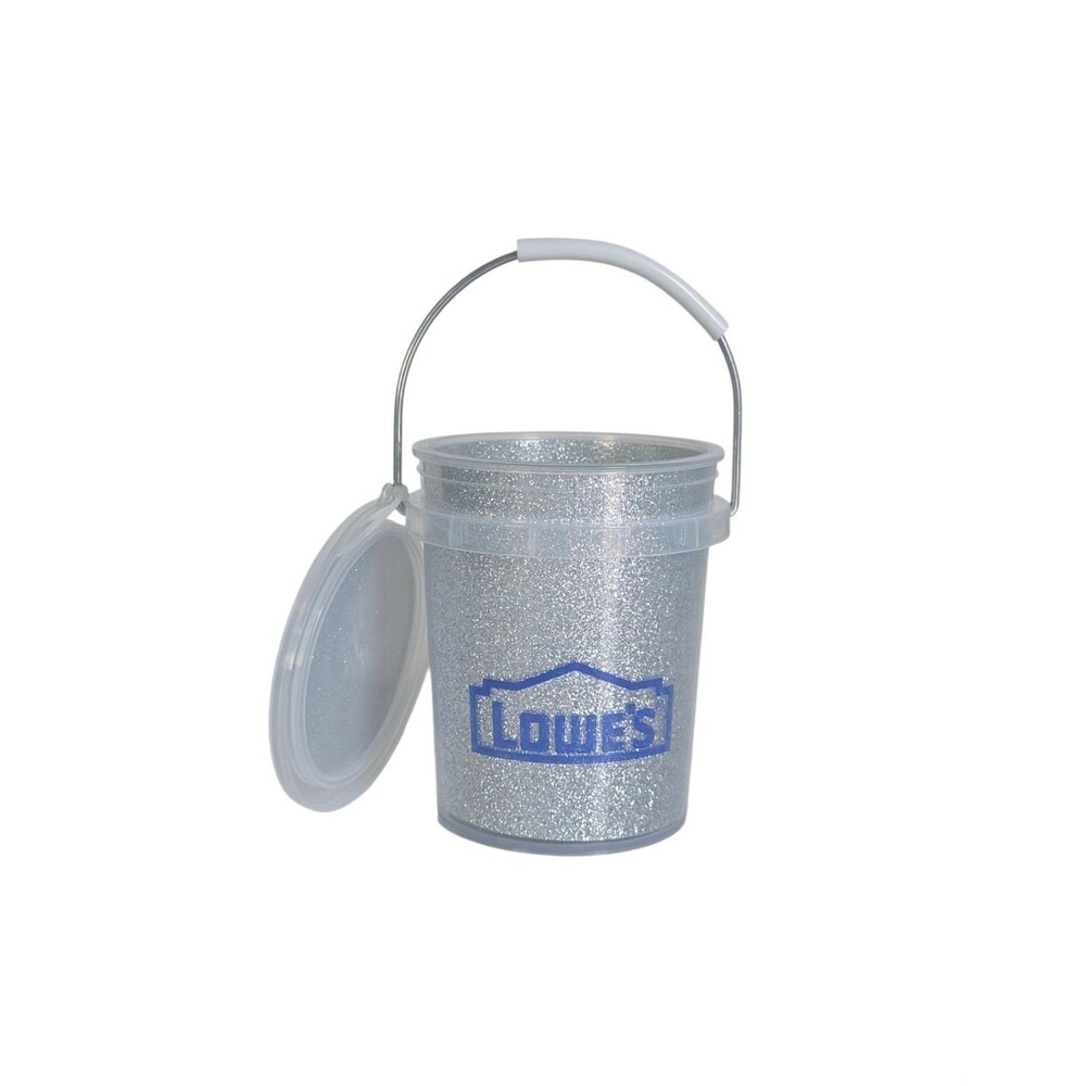 Lowes Silver Glitter Mini Bucket & Lid 0.4-quart